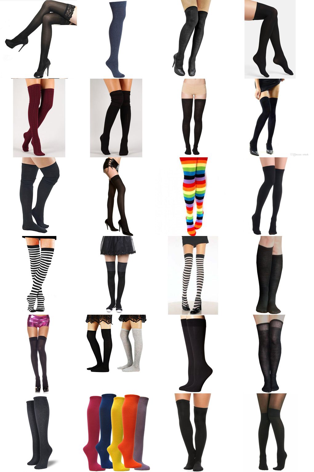 solid black thigh high socks